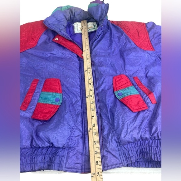 American High Y2K Women Medium Purple Red Nylon Retro Bomber 90s Jacket READ - Picture 7 of 12